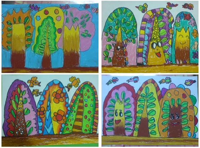 彩色的树(中班孩子的画)