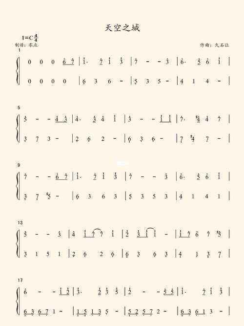 天空之城 简谱 简单易弹_天空之城_简谱_钢琴谱_娱乐