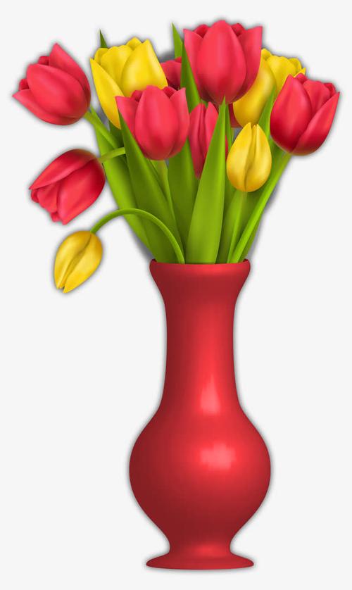 关键词 : 花瓶,鲜花,红色花朵,叶子,插花