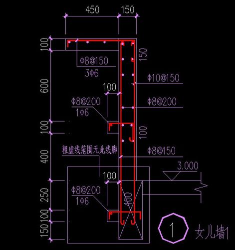 女儿墙的钢筋怎么输入啊