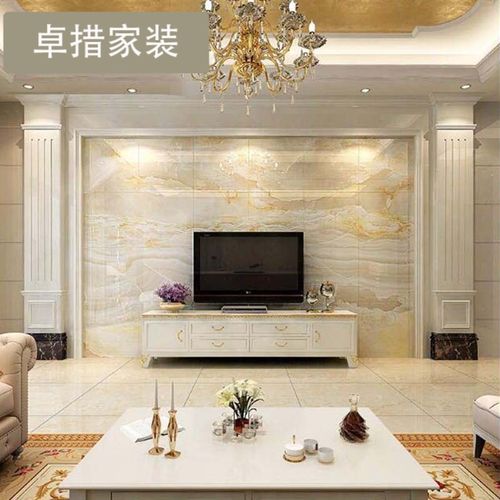 大理石客厅石材欧式背景墙电视墙微晶石瓷砖边框装饰造型罗马柱壹德壹