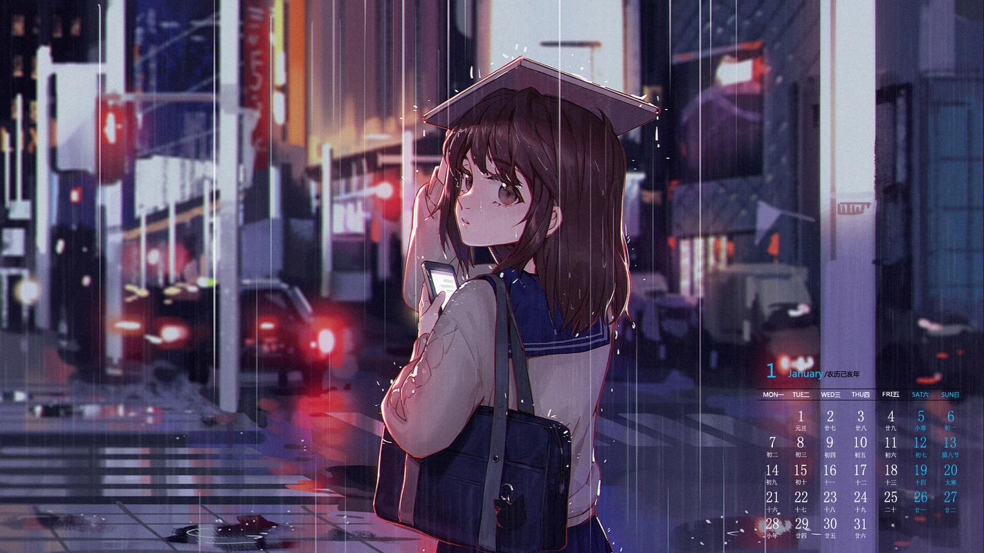 2019年1月唯美动漫美女日历壁纸