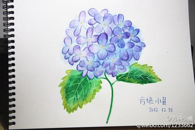蓝色海洋彩铅简笔画