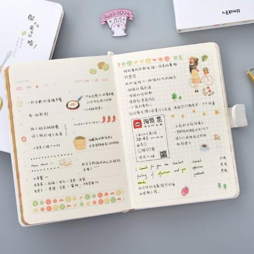 购客手账本方格彩页空白生日少女日志用品好看情侣手帐可爱小仙女旅游