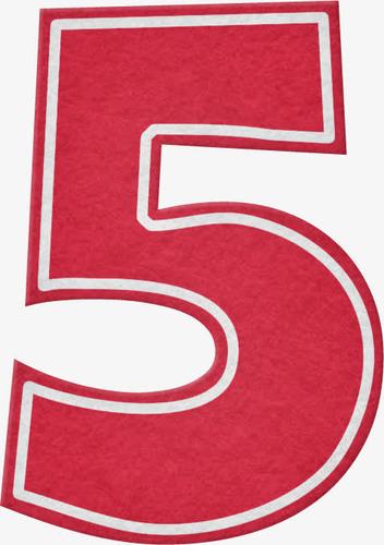 粉色卡通手写数字5