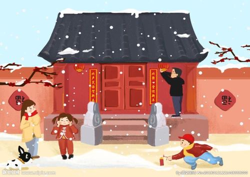 挂对联放鞭炮图片