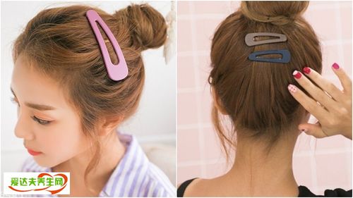 丸子头再用发夹点缀,把丸子头变得更可爱了.