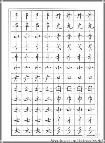 [转载]田英章硬笔书法教程:楷书偏旁部首技法