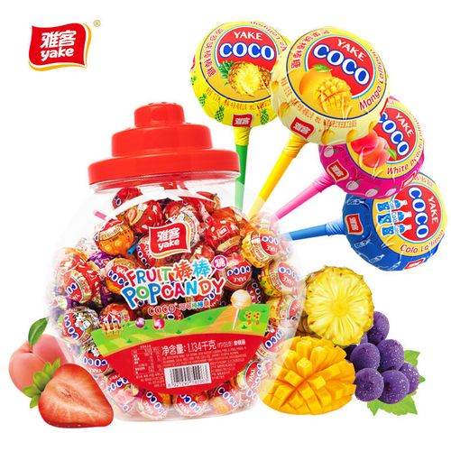 【罐装更实惠】雅客棒棒糖零食批发网红coco水果糖儿童小零食糖果