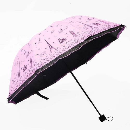 雨伞折叠黑胶太阳伞三折晴雨伞女学生铁塔公主防晒防紫外线遮阳伞