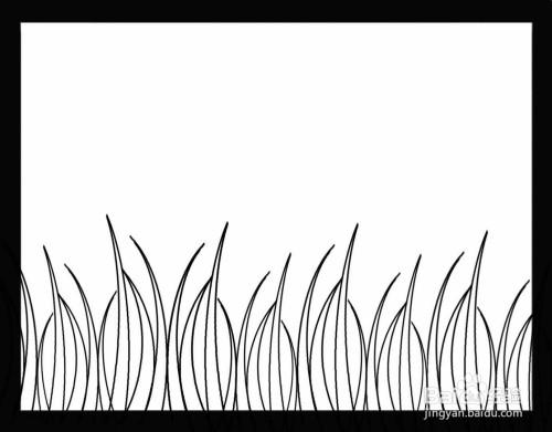 如图,接着用相同的方法画出许多草的轮廓.