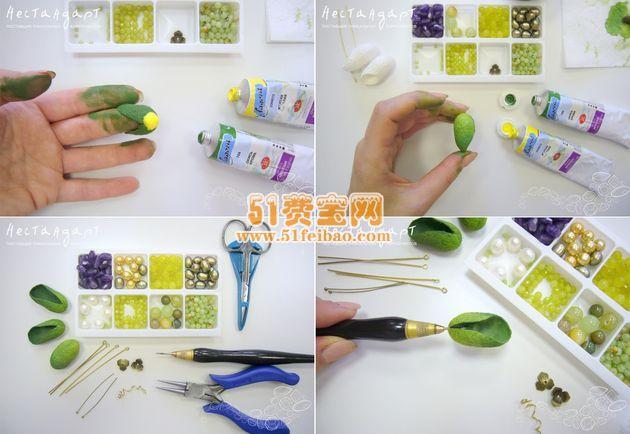 蚕茧制作小手工蚕茧做手工艺品豌豆耳环