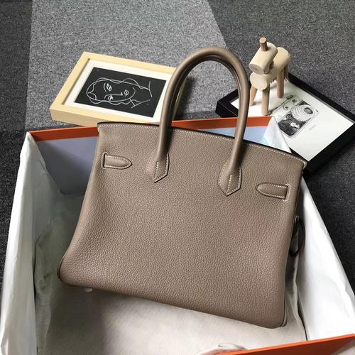 hermès(爱马仕)ck18 大象灰 原厂御用顶级小牛皮 birkin 30 金扣 银