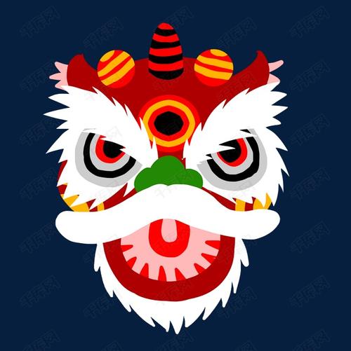 新年卡通舞狮狮子头插画