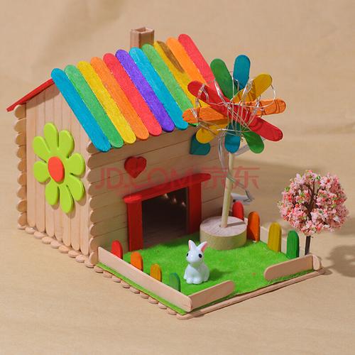 儿童手工制作建筑木屋儿童手工diy小木屋制作小房子建筑模型玩具幼儿