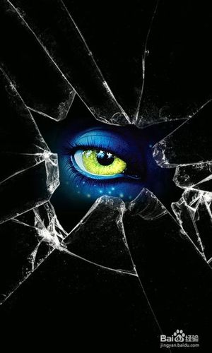 手机壁纸:破碎玻璃后的眼睛