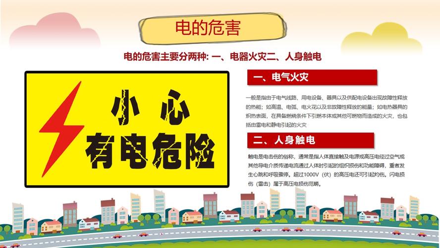 卡通小学生校园用电安全教育ppt作品