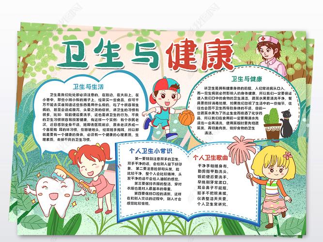 原创卫生与健康小报小学生健康卫生手抄报模板-版权可商用