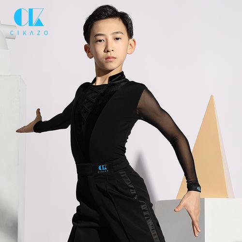 专业表演服上衣男孩比赛训练g5053茜卡索男童拉丁舞服练功服新款