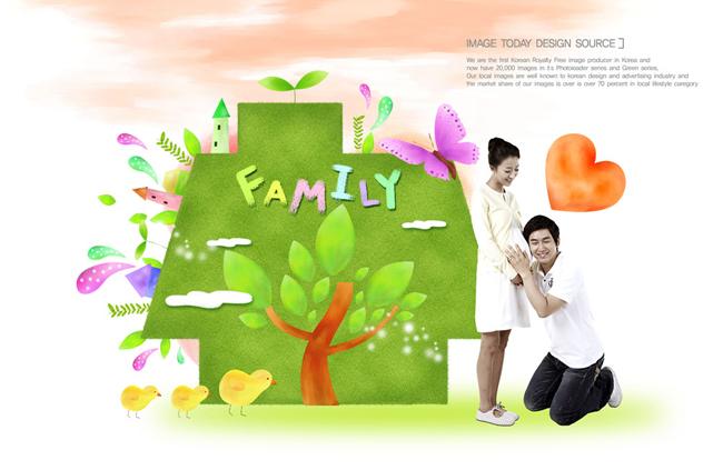 幸福夫妻家庭psd素材