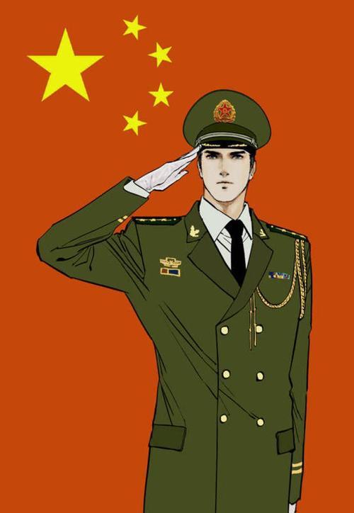 敬军礼的小孩简笔画