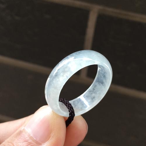 天然翡翠a货白冰种雪花棉木那料男款女士玉石戒指戒圈指环0160
