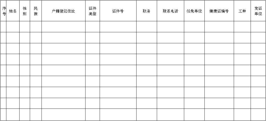从业人员情况登记表