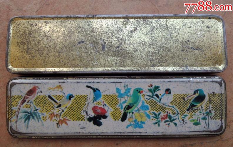 怀旧收藏1906-70年代铁皮文具盒-百鸟迎春-上海产朝阳