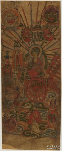 敦煌遗书壁画海外馆藏0447彩绘唐代炽盛光佛像.