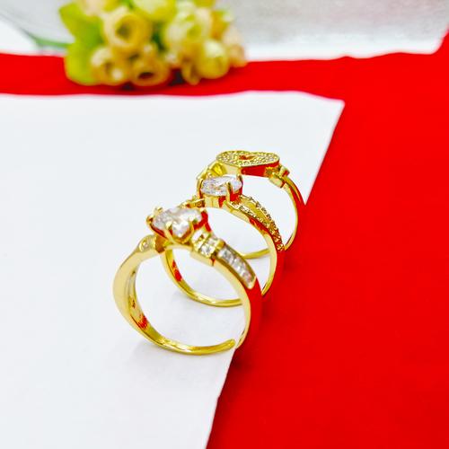 越南沙金 女士钻石黄铜黄金戒指 情侣女友网红同款开口 厂家直销