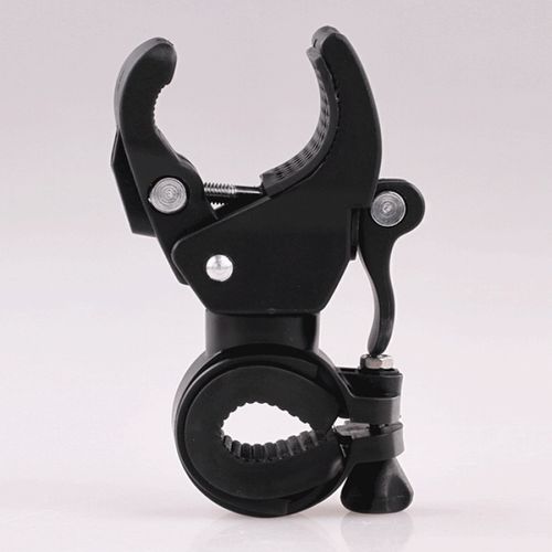 山地自行车灯架旋转手电筒u型灯夹子固定支架黑色 单车零配件