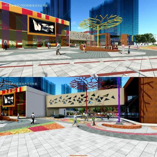 一个现代商业街的景观设计