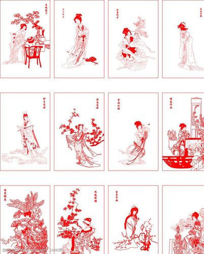 关键词:红楼梦十二金钗线稿图 红楼梦 美女 人物 线描 矢量 设计 文化