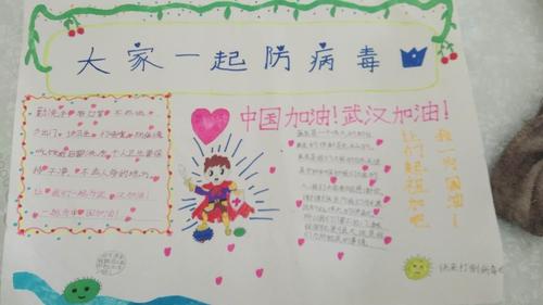 金银学校四年级二班抗击疫情手抄报,宣传画展示