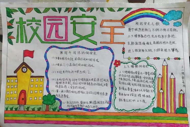 校园安全,我们共同守护——金山学校六年级(1)班安全教育手抄报