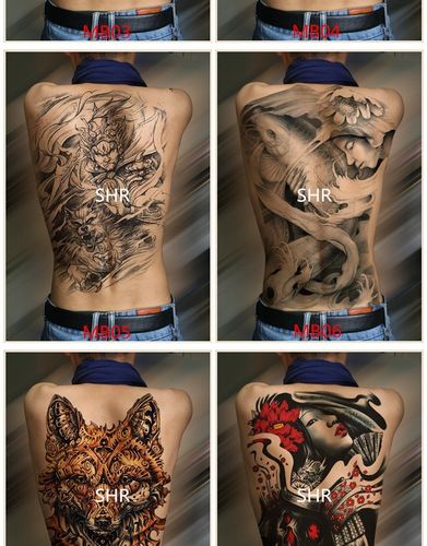 满背纹身贴仿真中国龙个性男全背性感女后背持久防水防汗刺青贴纸_不