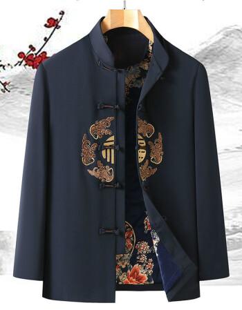 新款冬日上新中老年唐装男爸爸春秋款外套爷爷秋装礼服中国风套装老年