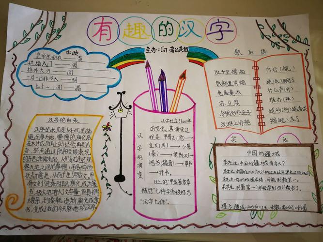 "有趣的汉字"手抄报,大功告成!
