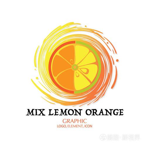水果混合柠檬橙图形元素设计徽标关键视觉水飞溅背景