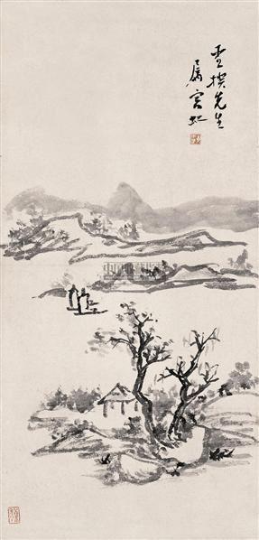 黄宾虹简笔画山水轴