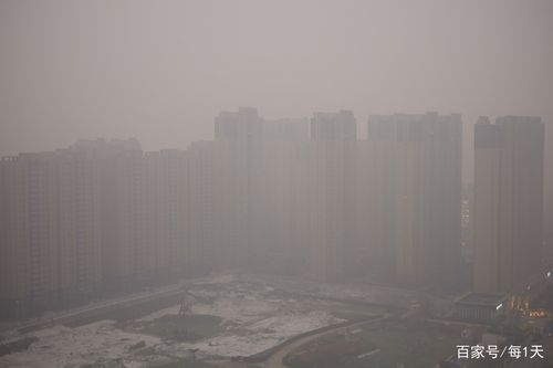 在西安市南郊,空气能见度很低,远处的楼宇仿佛置身云海之中.