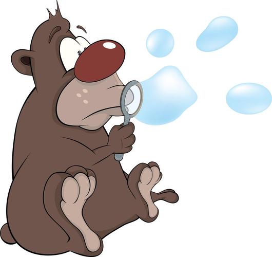 小熊和肥皂泡沫.卡通