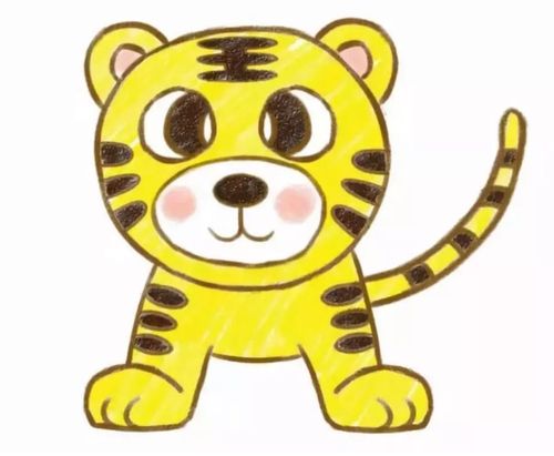 彩色的老虎简笔画步骤老虎简笔画