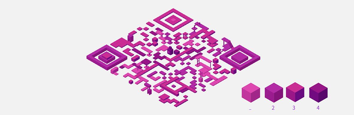插画教程!等距视角二维码插画