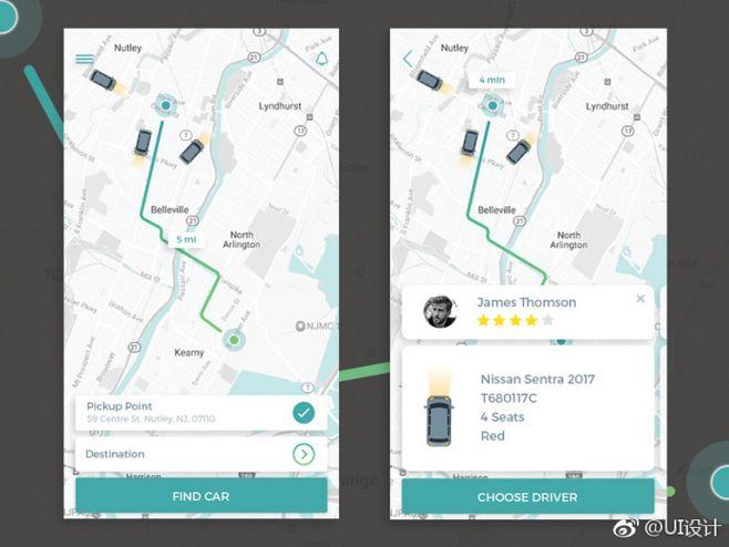 ui设计# 一组地图线路规划app界面设计分享