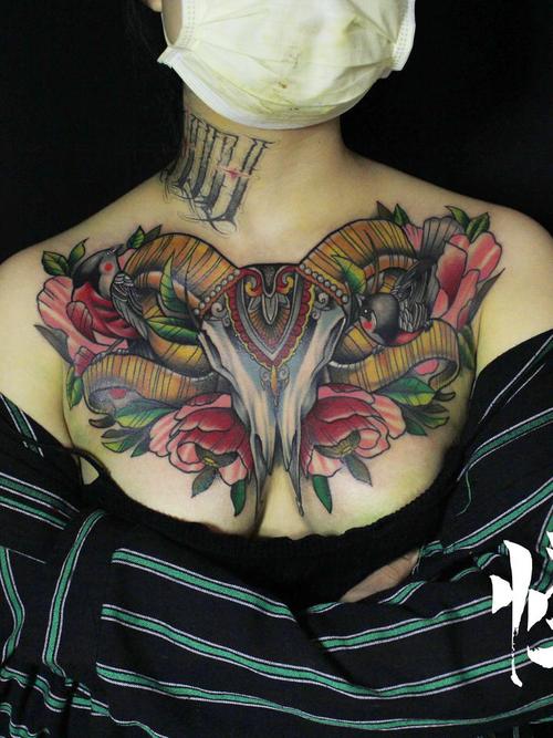 羊头_纹身图案手稿图片_gktattoo tt的纹身作品集