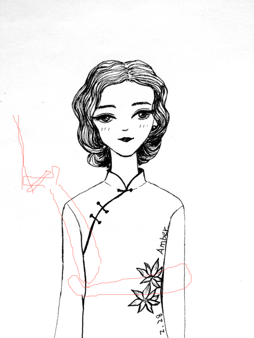 手绘│旗袍女子