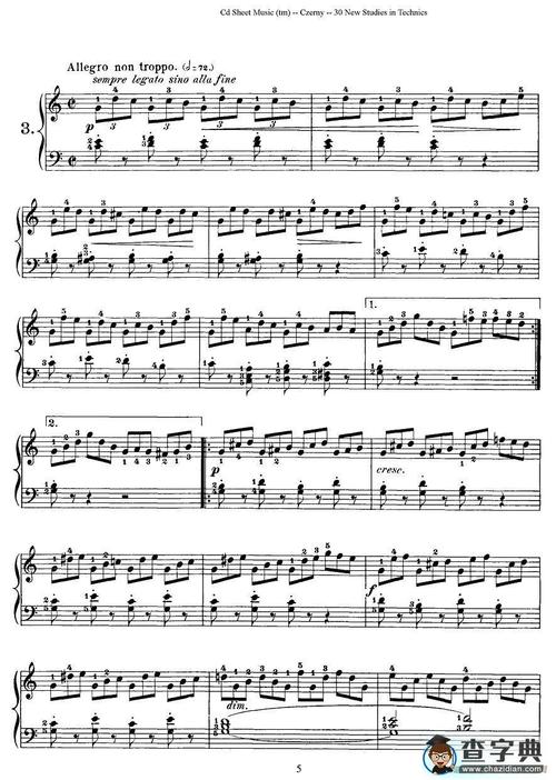 czerny - 30 new studies - 3(车尔尼op849 - 30首练习曲)钢琴谱