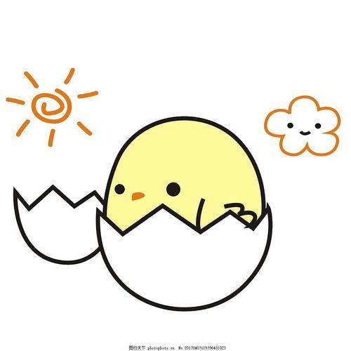 小鸡破壳简笔画彩色