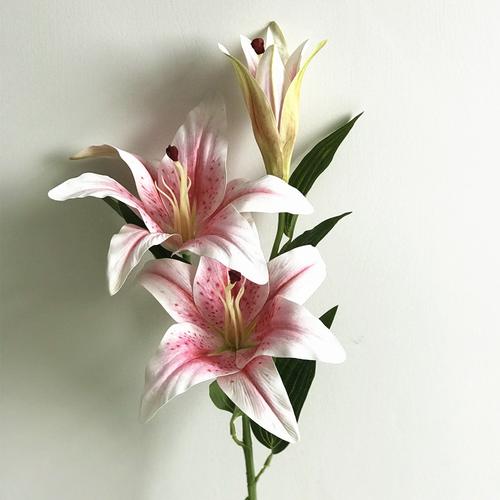 仿真逼真百合花 香水百合桌面摆花 婚庆花艺 假花绢花手感南京